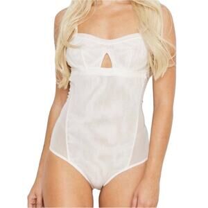 FREE PEOPLE X HAH Mesh Bodysuit Sz XS Ivory Fairy Feminine Retro Boho Cotage NWT